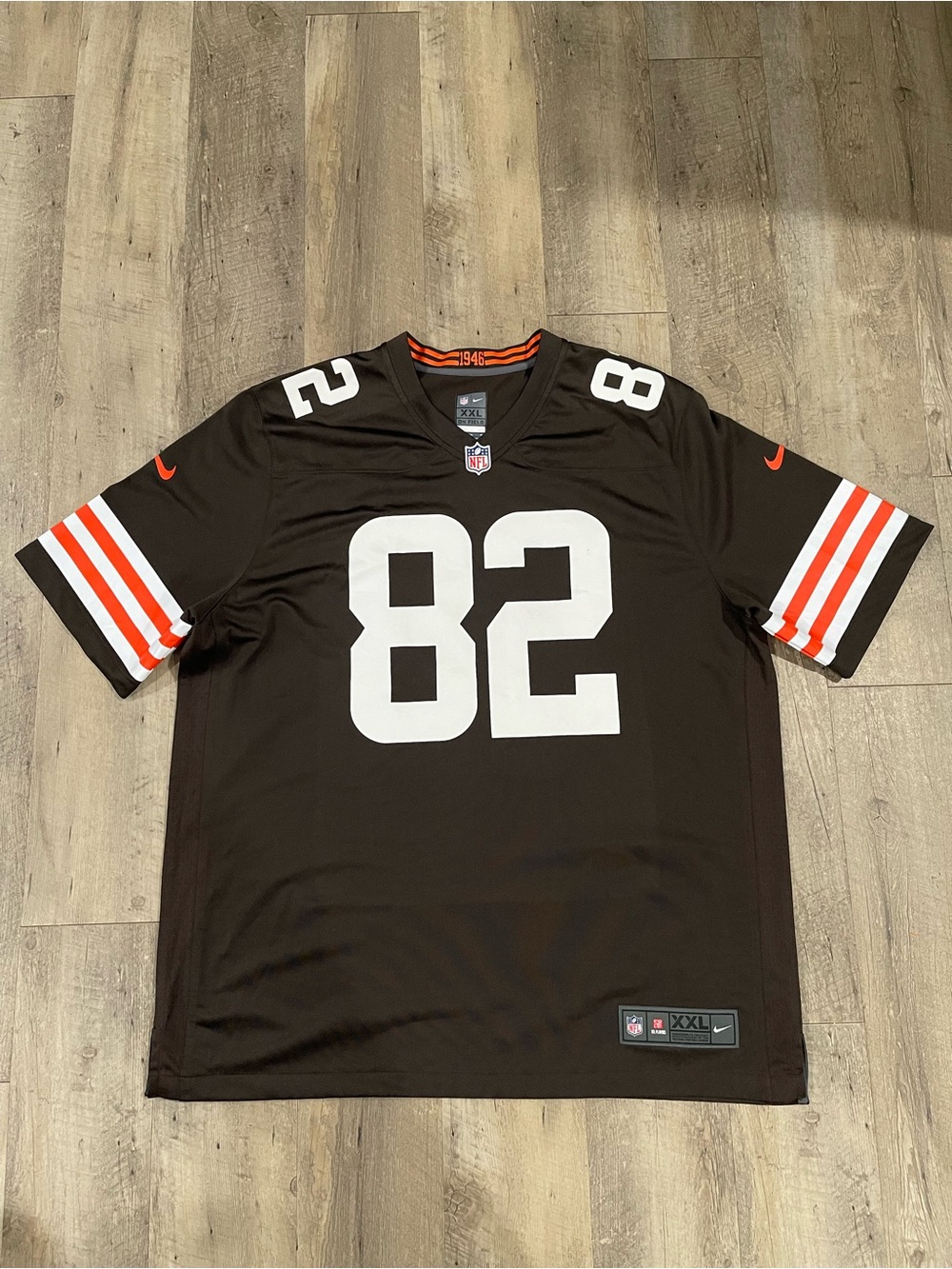 NFL Men’s Brown #82 Football Jersey with White Numbers